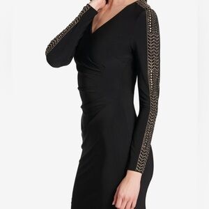 Guess Ladies Studded Ruched Black Sheath Dresd